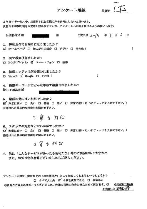 福山市・60代女性/匿名希望様